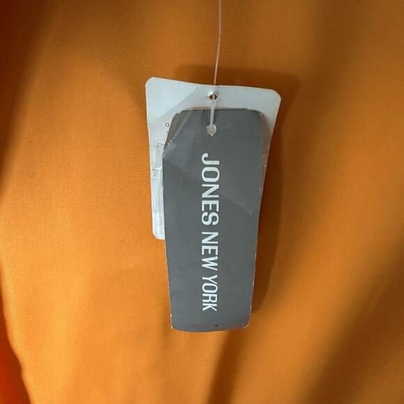 Jones New York 100% Silk Button Front Blouse XL Orange Sherbet Shirt NWT NOS Y2K - Picture 11 of 14